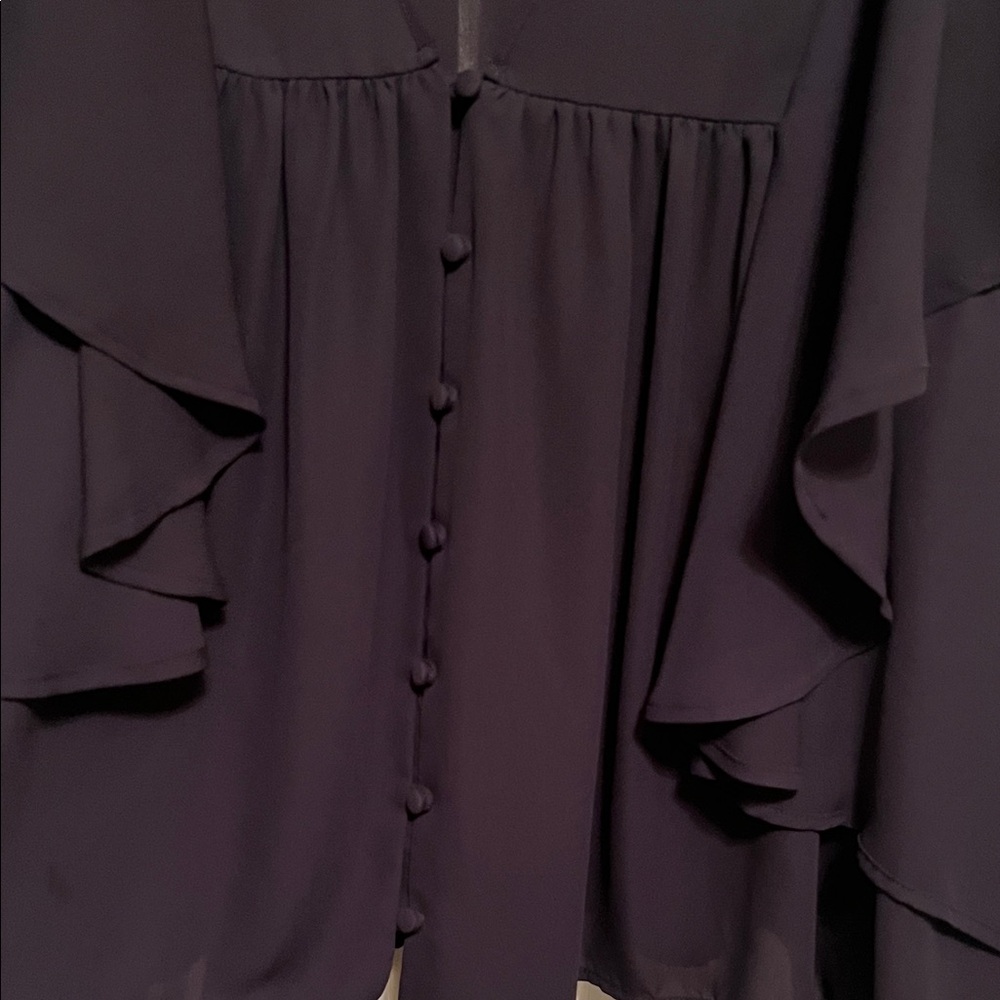 Express Black Ruffled Blouse - Picture 3 of 4